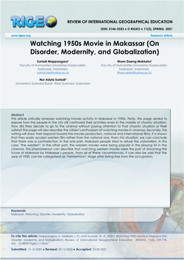 Watching 1950S Movie in Makassar (On Disorder, Modernity, and Globalization)