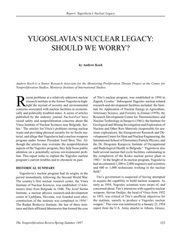 Npr 4.3: Yugoslavia's Nuclear Legacy