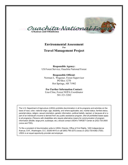 Environmental Assessment for Travel Management Project