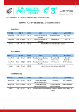 Horarios Play Off De Ascenso a Segunda División B