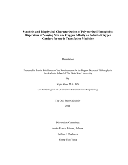 Synthesis and Biophysical Characterization of Polymerized