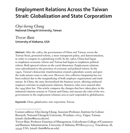 Employment Relations Across the Taiwan Strait: Globalization and State Corporatism