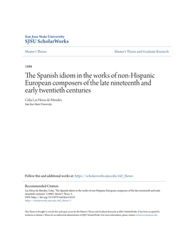 The Spanish Idiom in the Works of Non-Hispanic European Composers of the Late Nineteenth and Early Twentieth Centuries