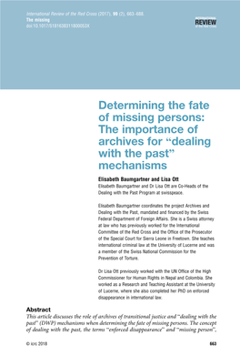 The Importance of Archives for “Dealing with the Past” Mechanisms