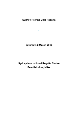 Sydney Rowing Club Regatta