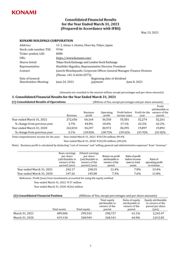 Consolidated Financial Results for the Year Ended March 31, 2021 (Prepared in Accordance with IFRS) May 13, 2021