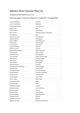 Sallerton Wood Vascular Plant List