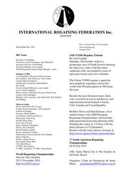 INTERNATIONAL ROGAINING FEDERATION Inc. A0040409P