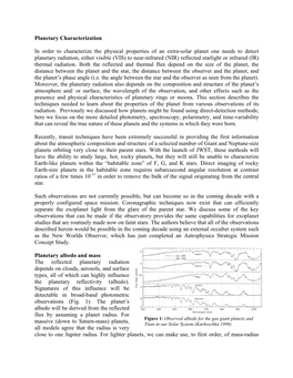 Planetary Characterization in Order to Characterize the Physical Properties