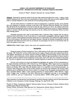 Aerial and Aqueous Dispersion of Inorganic Contaminants