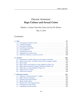 Online Appendix: Rape Culture and Sexual Crime