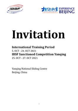 International Training Period IBSF Sanctioned Competition Yanqing