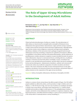 The Role of Upper Airway Microbiome in the Development of Adult Asthma