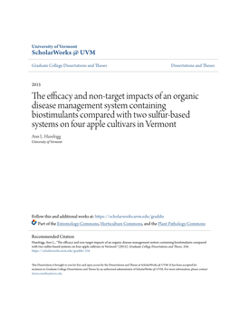 The Efficacy and Non-Target Impacts of an Organic Disease Management System Containing Biostimulants Compared with Two Sulfur-Ba