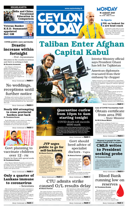 Taliban Enter Afghan Capital Kabul