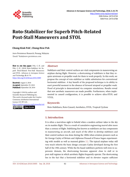 Roto-Stabilizer for Superb Pitch-Related Post-Stall Maneuvers and STOL