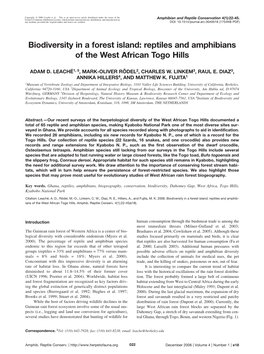 Reptiles and Amphibians of the West African Togo Hills