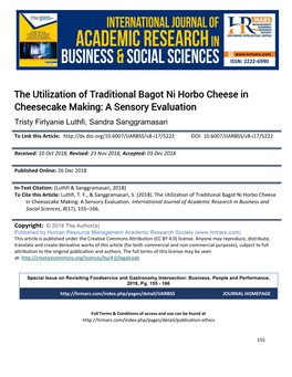The Utilization of Traditional Bagot Ni Horbo Cheese in Cheesecake Making: a Sensory Evaluation