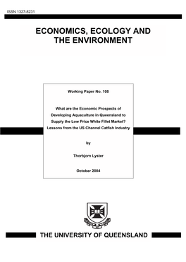 Does Queensland Have the Right Economic Climate to Develop an Aquaculture Industry to Supply the Low Price White Fillet Market