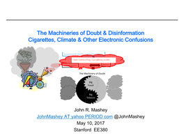 The Machineries of Doubt & Disinformation Cigarettes, Climate