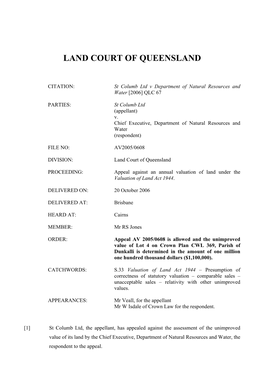 St Columb Ltd V Department of Natural Resources and Water [2006] QLC 67