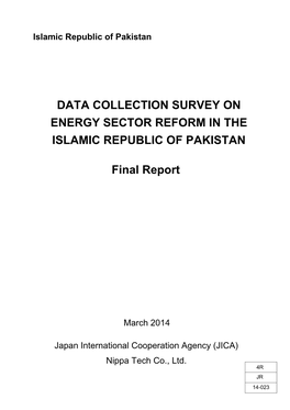 Data Collection Survey on Energy Sector Reform in the Islamic Republic of Pakistan