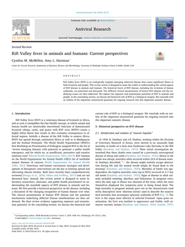 Rift Valley Fever in Animals and Humans Current Perspectives