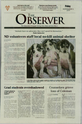 Y ^ X T ND Volunteers Staff Local No-Kill Animal Shelter Grad Students