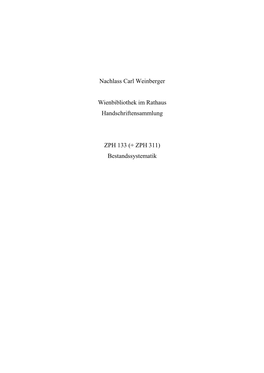 Nachlass Carl Weinberger Wienbibliothek Im