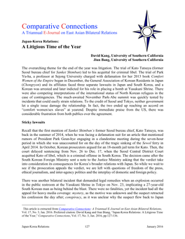 Comparative Connections a Triannual E-Journal on East Asian Bilateral Relations