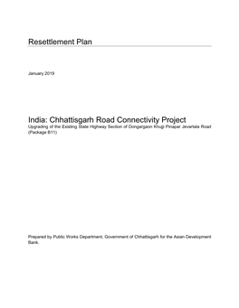 Resettlement Plan India: Chhattisgarh Road Connectivity Project