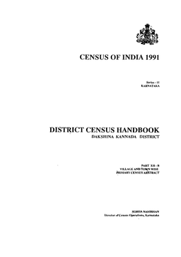 District Census Handbook, Dakshina Kannada, Part XII-B, Series-11