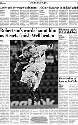Robertson's Words Haunt Him As Hearts Finish Well Beaten