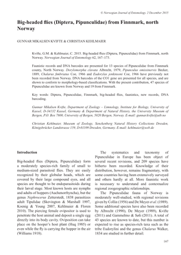 Big-Headed Flies (Diptera, Pipunculidae) from Finnmark, North Norway