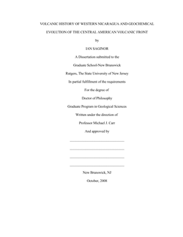 Volcanic History of Western Nicaragua and Geochemical