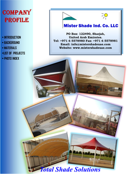 Mister Shade Company Profile