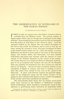 The Dissemination of Mithraism in the Roman Empire.'