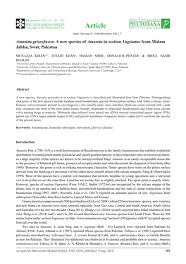 Amanita Griseofusca: a New Species of Amanita in Section Vaginatae from Malam Jabba, Swat, Pakistan