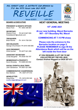Reveilleissue 6/2021 JUN 2021 BOARD & EXECUTIVE NEXT GENERAL MEETING