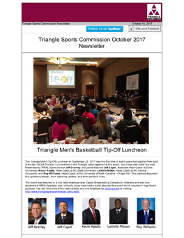 Triangle Sports Commission October 2017 Newsletter Triangle Men's