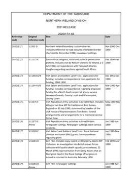 Department of the Taoiseach Northern Ireland Division