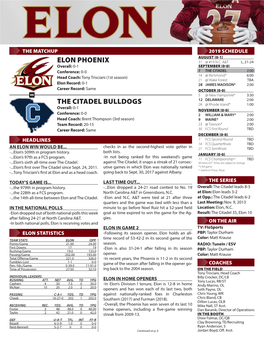 Elon Phoenix the Citadel Bulldogs