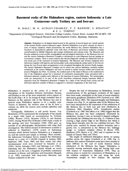 Basement Rocks of the Halmahera Region, Eastern Indonesia: a Late Cretaceous-Early Tertiary Arc and Fore-Arc