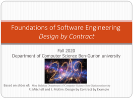 Foundations of Software Engineering Design by Contract