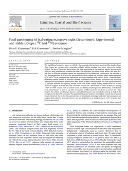 Food Partitioning of Leaf-Eating Mangrove Crabs (Sesarminae): Experimental and Stable Isotope (13Cand15n) Evidence