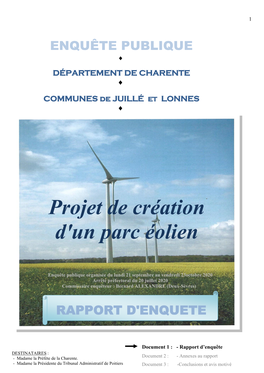 Enquête Publique Projet Eolien