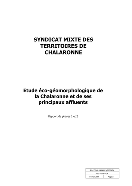 Etude Géomorphologique De La Chalaronne Et Des Ses Affluents