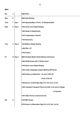 SGC 2Nd Term 2019 Calendar