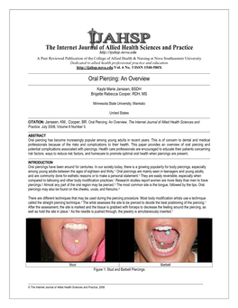 Oral Piercing: an Overview