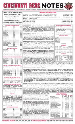 Probable Starting Pitchers Game 143 (66-75), Home 73 (39-33)